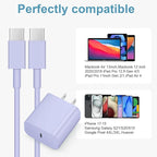 iPhone Charger Fast Charging 10FT iPhones 17 16 15 Charger 3 Pack Type C Chargers USB C Chargerwith iPhone Air 17/17 Plus/17 Pro/17 Pro Max/16/16 Plus/16 Pro/16 Pro Max(Purple)