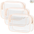 PACKISM TSA Approved Toiletry Bag 3 Medium - Quart Size Clear Makeup Bag for Carry On, Airport Security Compliant Clear Travel bag for Toiletries with Reinforced Seams, Pink