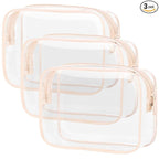 PACKISM TSA Approved Toiletry Bag 3 Medium - Quart Size Clear Makeup Bag for Carry On, Airport Security Compliant Clear Travel bag for Toiletries with Reinforced Seams, Pink