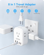 LENCENT 2 Pack US to UK Ireland Travel Plug Adapter,Grounded Type G Adapter For Travel with 4 Outlets 4 USB Ports (2 USB C), Power Plug for USA to Dubai Scotland British London England Hong Kong