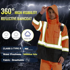 SKSAFETY Hi Vis Safety Rain Jacket for Men, Construction Work Rain Gear Heavy Duty Class 3 Rain Coat Waterproof Lightweight