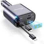 Retractable Car Charger,Super Fast USB Car iPhone Charger,Gifts for Men Women Car Truck Accessories for iPhone 15/14/13/12 Pro Max XR,iPad,Samsung,Pixel