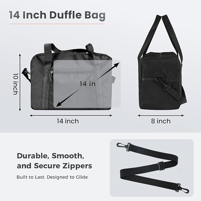 14 inch Small Gym Bag for Women & Men- Mini Duffel Bag Lightweight Carry On Bag Sports Bag for Travel,Sport,Workout-Navy Blue