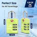 SURE LOCK TSA Approved Luggage Lock – 3-Digit Resettable Combination Padlock with Open Alert Red Dot, Large Easy-Read Dials for Suitcases, Backpacks, Gym & School Lockers (Green 4 pk)
