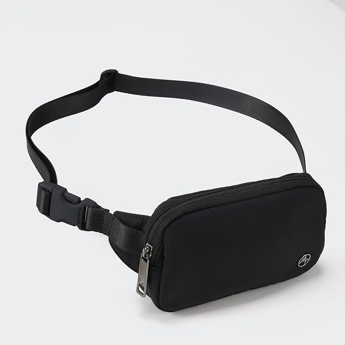 Pander Mini Belt Bag – Ultra Compact, Fits 6.7” Phone, Lipstick, Earbuds, Essentials, Small Crossbody Waist Purse, Black Onyx