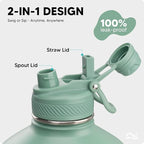 Swigina [2-IN-1 LID] Gallon Insulated Water Bottle with Silicone Boot (48hrs Cold/24hrs Hot) - DIY Stickers, Leakproof, BPA Free, 128 oz