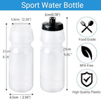 6 Pack 25 oz Sports Water Bottles Sports and Fitness Squeeze Water Bottles BPA Free come with 8 pcs Chalk Labels, 1 Pen(Dishwisher Safe)