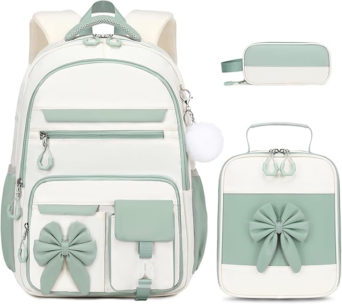 DIGOBAY Backpack for Girls, 3PCS Girls Backpack for School with Lunch Bag Pencil Case, Cute Kids Teens Bookbag for Kindergarten Elementary Preschool Middle School