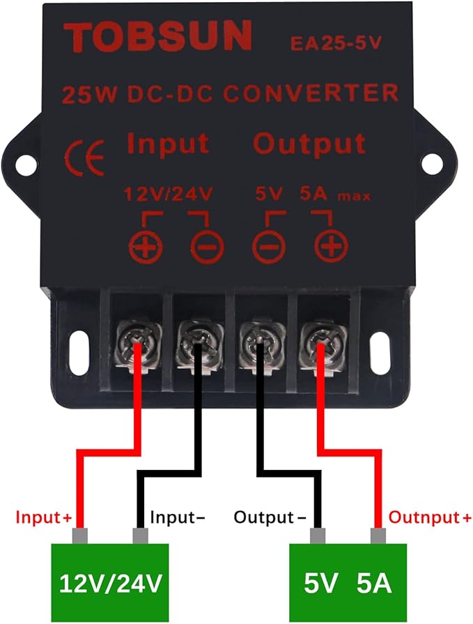2-Pack Power Converter Regulator DC 12V 24V to 5V 5A 25W Regulated Power Supply Step Down Module Transformer