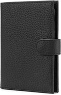 Karmiir RFID Slim Passport Holder for Man & Women, Compact Leather Passport Wallet with Card Holders SIM Slots, Zippered Coins Pocket and Cash Holder Travel Passport Cover Case, Black
