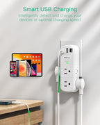 Outlet Extender with Rotating Plug, Mifaso Surge Protector 6 AC Multi Plug Wall Outlets and 3 USB Ports, 1800 Joules, 3-Sided Swivel Power Strip Spaced Splitter for Home, Travel, Dorm Room Essentials