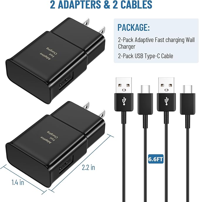 Phone Charger USB C Fast Charger Android,for Samsung Charger Type C Charger Fast Charging Block &6.6FT USB Charge Cable Cord for Samsung Galaxy S26/S25/S24/S23/S22/S21/S20/S10/S10/S10E/S9/S8,Note 8 9
