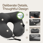 Coop Home Goods AirJustable Travel Neck Pillow, Inflatable, Adjustable Support for Neck & Chin, Compact, Soft Memory Foam Comfort, Airplane Travel Essentials, Cooling & Washable Cover