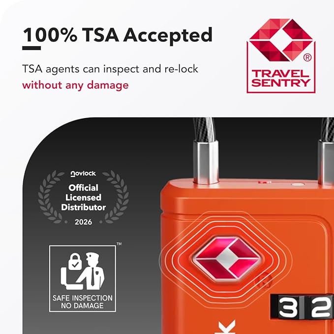 Luggage Locks TSA Approved with Inspection Indicator and Resettable 4-Digit, Easy-to-Read Combination, TSA Locks for Luggage, Suitcases, Backpacks & Travel Bags, Orange, 10-Pack