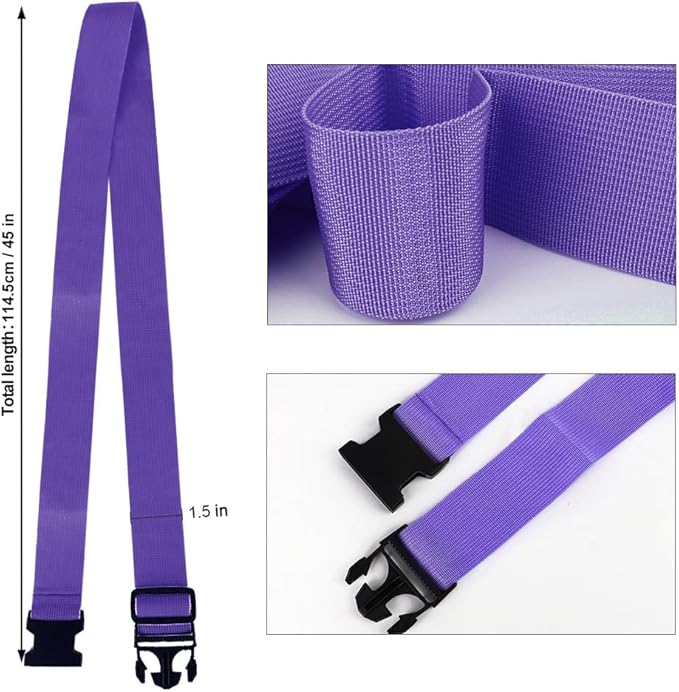 4Pack Luggage Straps for Suitcases, Travel Connector for Carry On Bag, Add Bag to Connect Two Suitcases, Adjustable Belt Attachment Accessories for Connect Your 3 Luggages, Purple