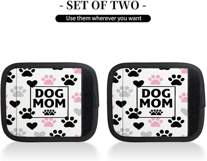 2 Pack Luggage Handle Wrap with Travel Tags - Non-Slip Protective Cover Soft Handle Grips Covers for Suitcase(Dogs Mom)