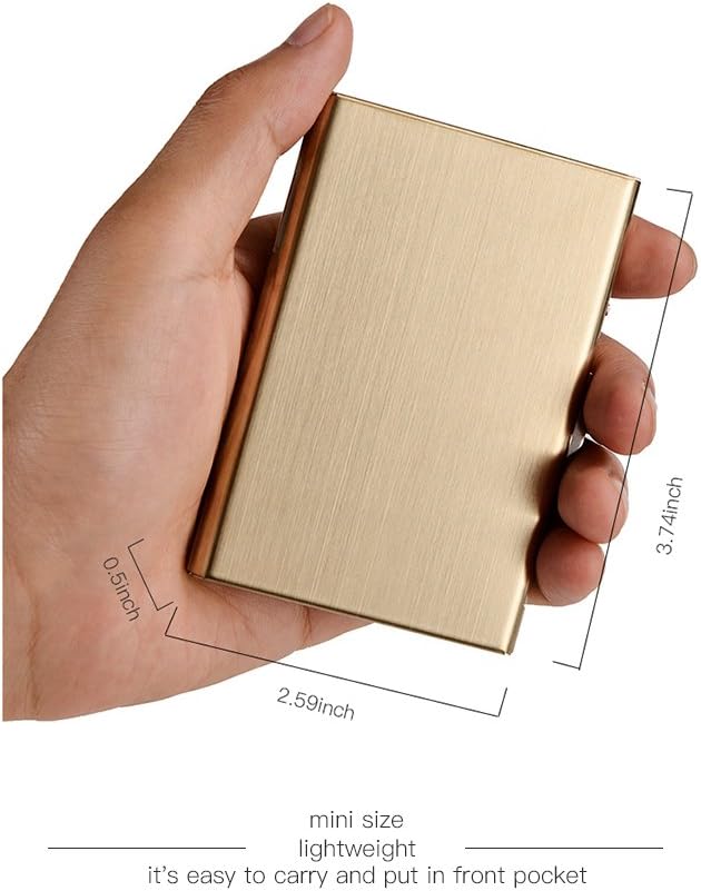 EASTNIGHTS RFID Credit Card Holder for Women and Men, Stainless Steel Credit Card Wallet for Holding Debit Card and ID Card (Gold)