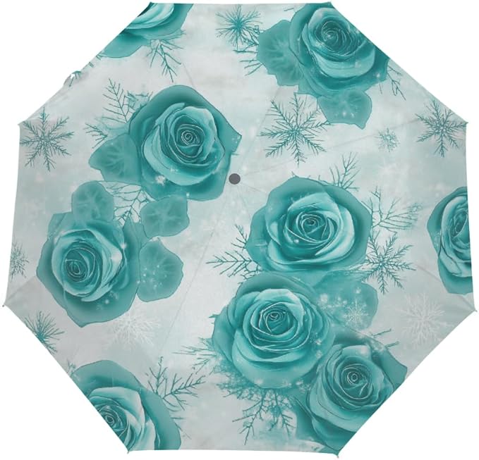 Auto Open Close Umbrellas for Rain and Sun,Folding Windproof Travel Umbrella Summer Pink Flamingos Artwork for Women Men