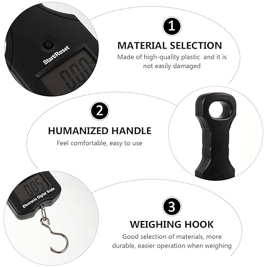 ABOOFAN Portable 30kg Electronic Luggage Scale with Large LCD Display, Handheld Digital Fishing and Travel Weighing Scale with Hook for Suitcase and Bag Weighing