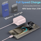 45W Super Fast Charger USB C Android Phone Type C Charger Fast Charging Block with 10FT Cord for Samsung Galaxy S26/S26 Ultra/S26+/S25 Ultra/S25/S24 Ultra/S24/S23 Ultra/S22/S21/S20/Note 10, Pink
