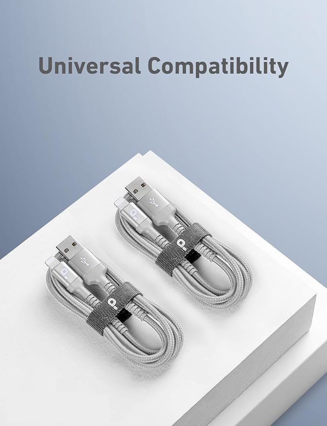 USB to Lightning Cable 6FT [Apple MFi Certified] iPhone Charger Cable Nylon Braided USBA to Lightning Cable,iPhone Cord Compatible with iPhone 14 13 12 11 Pro Max 8 7 and More-2Pack Silver
