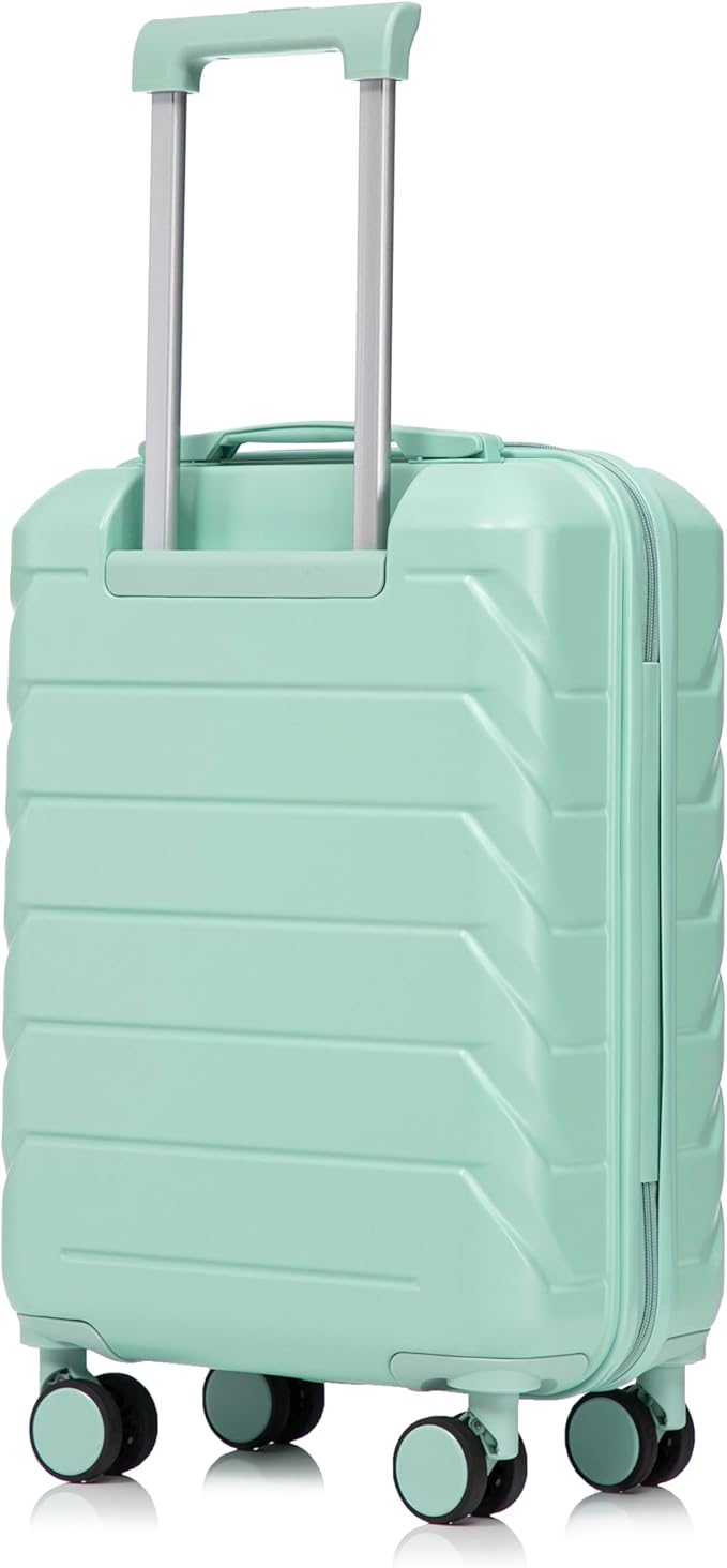 20 Inch Carry on Luggage with 14 Inch Cosmetic Case, 2 Pcs Hardshell Lightweight Durable Spinner Suitcase Set for Travel, Women, Men, TSA Lock, ABS, 20+14 Inch (Mint Green)