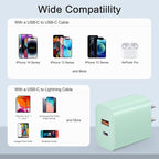 [4 Pack] USB C Charger Block Charging Block Type C Charger 20W Wall Chargers for iPhone Air/17/17 Plus/17 Pro/17 Pro Max/16/16 Plus/16 Pro/16 Pro Max/15/15 Pro/15 Max/14/13/12/Samsung(Green)