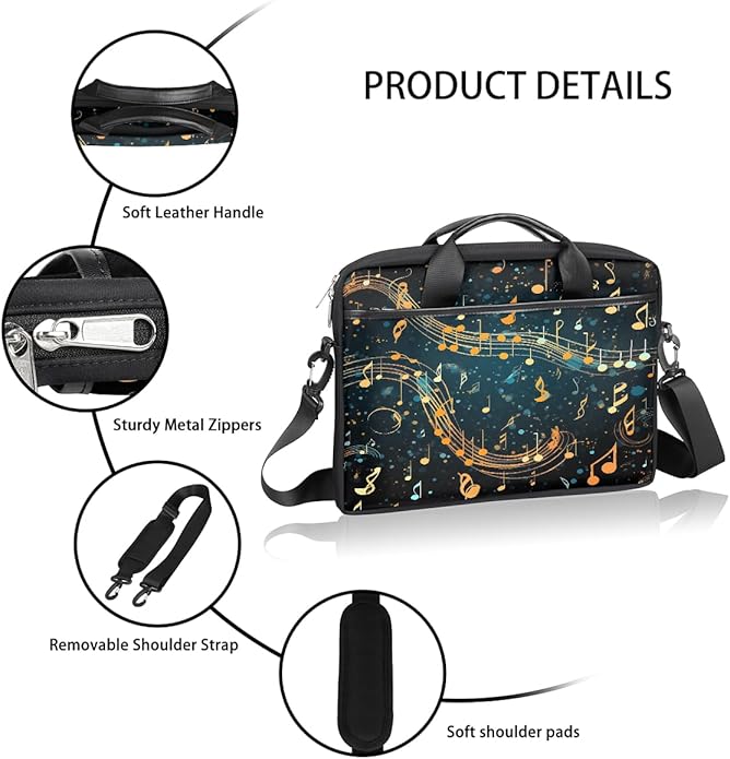 Laptop Shoulder Bag for Women Men, Waterproof Computer Case Messenger Bag Briefcase for Business Office Travel