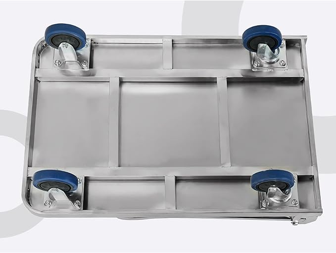 Push Cart Stainless Steel Platform Truck Foldable Handle Thicken Panel for Luggage Tools Appliances Transport High Bearing Capacity Push Cart Platform Hand Truck (201 60