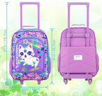 2Pcs Girls Suitcase Set, Kids Carry on Rolling Luggage with Wheels, Cat Travel Suitcases with Toddler Backpack(Pink)