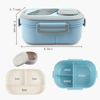 Adults Bento Lunch Box,Salad Container Large 43oz Salad Bowl, Bento-Style Tray for Toppings, 3oz Sauce Container for Dressings, and Built-In Reusable Fork