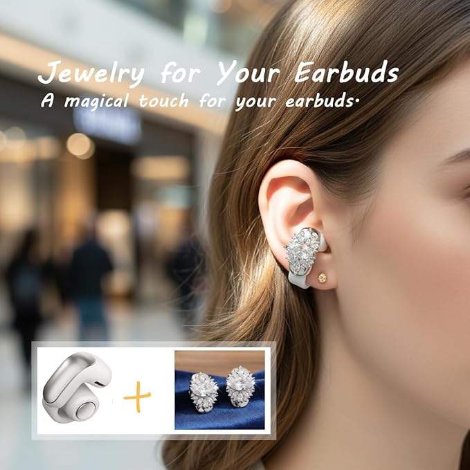 Clip on Earbuds Open Ear Accessories for Bose Ultra Open Earbuds - Lightweight Clip-On Decor for Wireless Earbuds (Headphones not Included) (Silver)