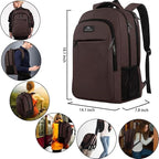 MATEIN 32L Laptop Backpack, Water Resistant School BookBag Fits 15.6 Inch Laptop Computer, Sturdy Personal Item Bag Casual Travel Daypack Carry on Underseat Luggage Backpack for Airlines, Brown