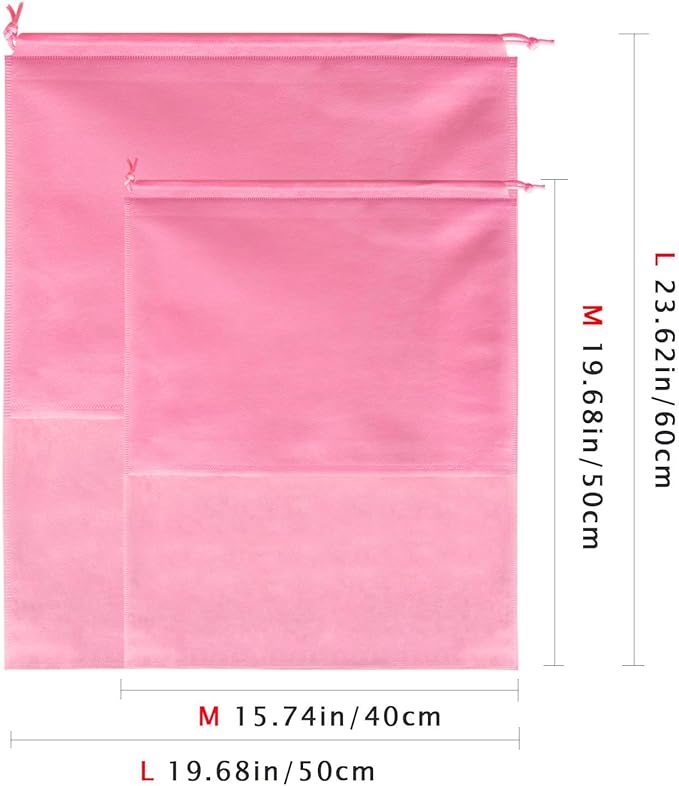 8PCS Dust Bags for Handbags Jumbo Travel Shoe Bags Purses Organizers Storage Bags with Rope Clear Window Dustproof Drawstring Bag Storage Pouch for Men and Women - Pink, 19.7 x 15.7 in