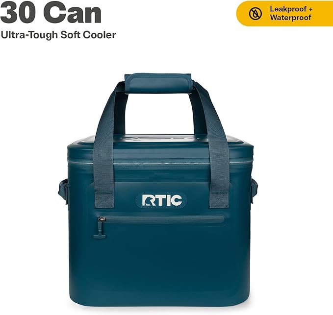 RTIC Ultra-Tough Soft Cooler 30 Can, Insulated Bag Portable Ice Chest Box for Lunch, Beach, Drink, Beverage, Travel, Camping, Picnic, Car, Trips, Floating Cooler Leak-Proof with Zipper