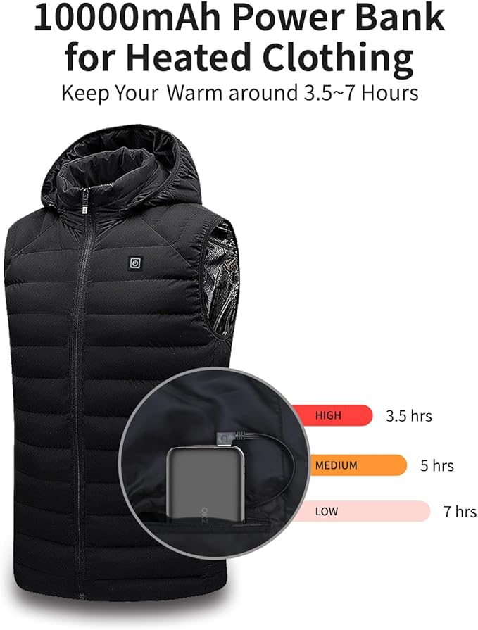 OKZU 5V 2A Power Bank for Heated Vest, Jacket, Stadium Seats, Chair, 10000mAh Fast Charging Battery Pack for USB Heated Clothing, Heated Blanket, Coat, Sleeping Bag