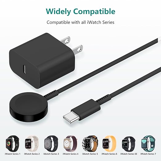 2Pack for Apple Watch Charger Cable, Magnetic Fast Charger to USB-C Cable 3FT, Wireless Fast iWatch Charger Portable Compatible with iWatch Ultra/Series 9/8/7/6/SE/SE2/5/4/3/2/1-Black