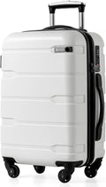 Coolife Carry On Luggage 22x14x9 Airline Approved Hardside PC+ABS Suitcase with TSA Lock, Lightweight Rolling Travel Luggage with Spinner Wheels(White, 20in)