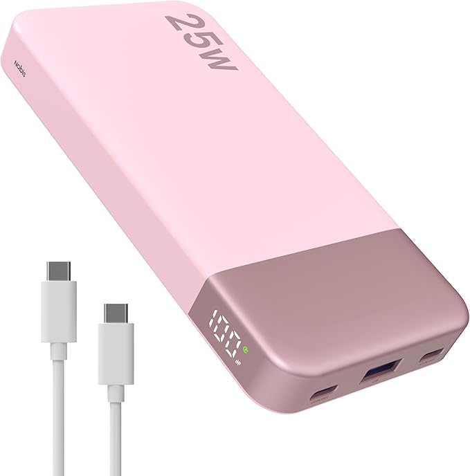 NOBIS Portable Charger, 10000mAh Power Bank Fast Charging, Battery Pack with C to C Cable, Battery Bank with Digital Display for iPhone iPad Android etc
