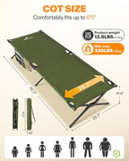 Sportneer Camping Cot, 78.3"x28.7"x14.6" Portable Folding Bed for Adults with Storage Bag, Support 330 LBS, Compact for Outdoor Camping, Travel, Home Guest Room