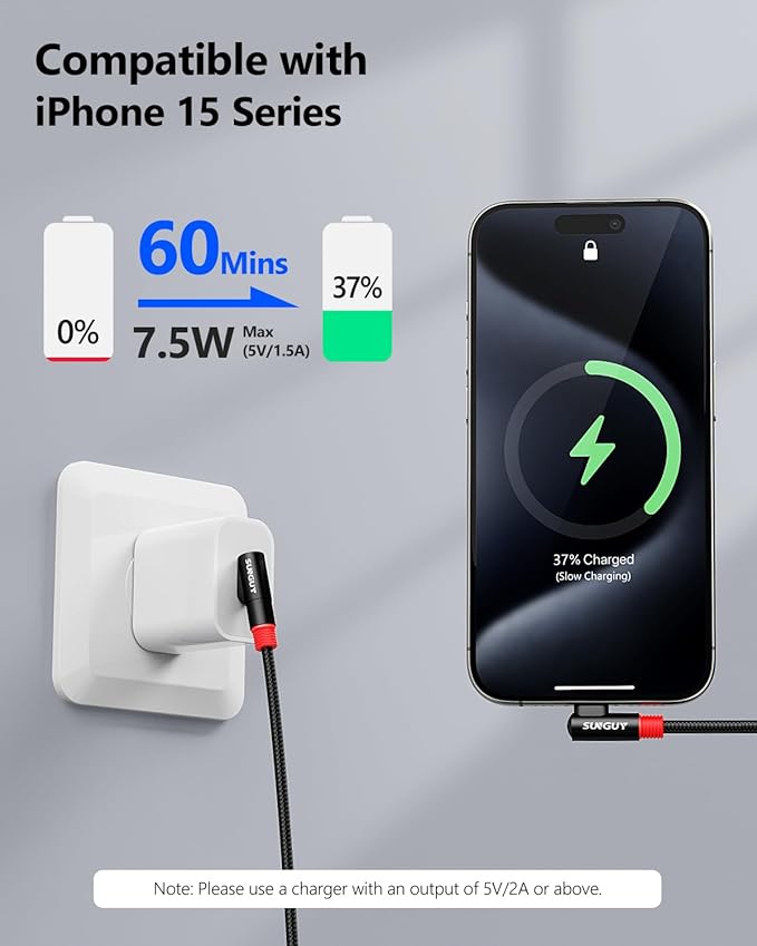 SUNGUY Right Angle USB C Cable 2Pack [6FT/2m] 3A 90 Degree USB 2.0 USB-C Fast Charging Data Sync Cable Nylon Braided for iPhone 16 15 Pro/Pro Max/Plus Samsung Galaxy S25/S24/S23, iPad