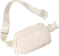 WESTBRONCO Fanny Packs for Women Men, Belt Bag with 4 Zipper Pockets, Fashion Waist Packs, Lightweight Crossbody Bags with Adjustable Strap for Workout/Running/Hiking (Beige)
