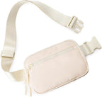 WESTBRONCO Fanny Packs for Women Men, Belt Bag with 4 Zipper Pockets, Fashion Waist Packs, Lightweight Crossbody Bags with Adjustable Strap for Workout/Running/Hiking (Beige)