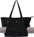 ESVAN Corduroy Yoga Tote Bag Gifts for Women Drawstring Yoga Mat Bag for Office Workout Travel Carryall Pilates Gym