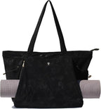 ESVAN Corduroy Yoga Tote Bag Gifts for Women Drawstring Yoga Mat Bag for Office Workout Travel Carryall Pilates Gym
