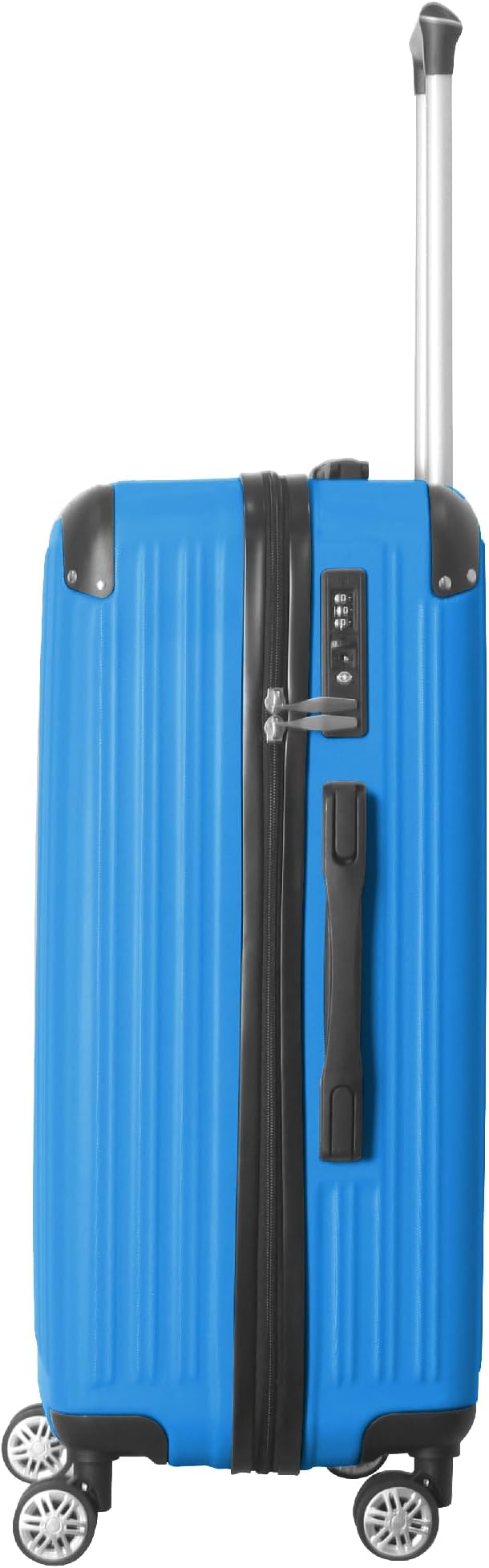 3-Piece Luggage Set 3 (20"/24"/28"), Hardside Suitcases with 8 Spinner Wheels, Scratch-Resistant ABS Shell, set2, set3 Travel Suitcase, TSA Lock (Ribbed Surface, Blue)