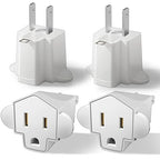 Portable 3 Prong to 2 Prong Outlet Adapter, Fireproof 392℉ 3-2 Prong Adapter Converter, Heavy Duty Wall Plug Adapter for Household Appliances Industrial, 1875W Max, 4 Packs