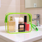 Icramsy Clear Makeup Bag,2 Pack TSA Approved Toiletry Bag Travel Toiletry Bag Hanging Makeup Cosmetic bag for Women Men (Green)