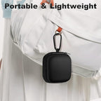 2Pack Square Earbud Case Portable EVA Carrying Case Storage Bag Cell Phone Accessories Organizer with Carabiner for Earphone, Earbud, Earpieces, SD Memory Card, Camera Chips, Black/Purple