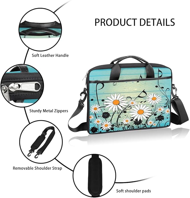 Laptop Shoulder Bag for Women Men, Waterproof Computer Case Messenger Bag Briefcase for Business Office Travel